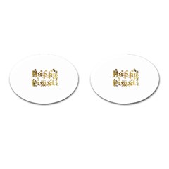 Happy Diwali Gold Golden Stars Star Festival Of Lights Deepavali Typography Cufflinks (oval) by yoursparklingshop