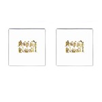 Happy Diwali Gold Golden Stars Star Festival Of Lights Deepavali Typography Cufflinks (Square) Front(Pair)