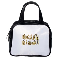 Happy Diwali Gold Golden Stars Star Festival Of Lights Deepavali Typography Classic Handbags (one Side) by yoursparklingshop