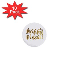 Happy Diwali Gold Golden Stars Star Festival Of Lights Deepavali Typography 1  Mini Buttons (10 Pack)  by yoursparklingshop