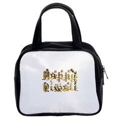 Happy Diwali Gold Golden Stars Star Festival Of Lights Deepavali Typography Classic Handbags (2 Sides) by yoursparklingshop