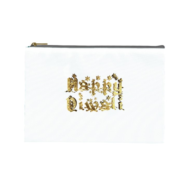 Happy Diwali Gold Golden Stars Star Festival Of Lights Deepavali Typography Cosmetic Bag (Large) 