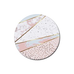 Collage,white Marble,gold,silver,black,white,hand Drawn, Modern,trendy,contemporary,pattern Rubber Coaster (round)  by NouveauDesign