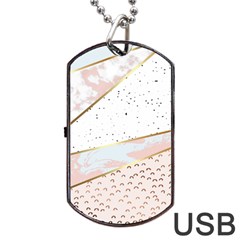 Collage,white Marble,gold,silver,black,white,hand Drawn, Modern,trendy,contemporary,pattern Dog Tag Usb Flash (two Sides) by NouveauDesign