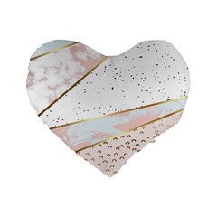 Collage,white Marble,gold,silver,black,white,hand Drawn, Modern,trendy,contemporary,pattern Standard 16  Premium Heart Shape Cushions by NouveauDesign