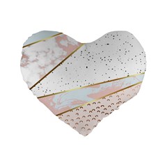 Collage,white Marble,gold,silver,black,white,hand Drawn, Modern,trendy,contemporary,pattern Standard 16  Premium Flano Heart Shape Cushions by NouveauDesign