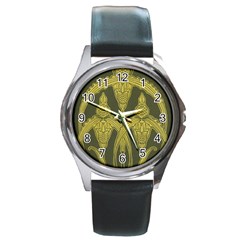 Art Nouveau Green Round Metal Watch by NouveauDesign