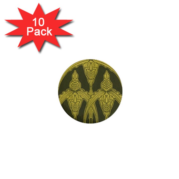 Art nouveau green 1  Mini Buttons (10 pack) 