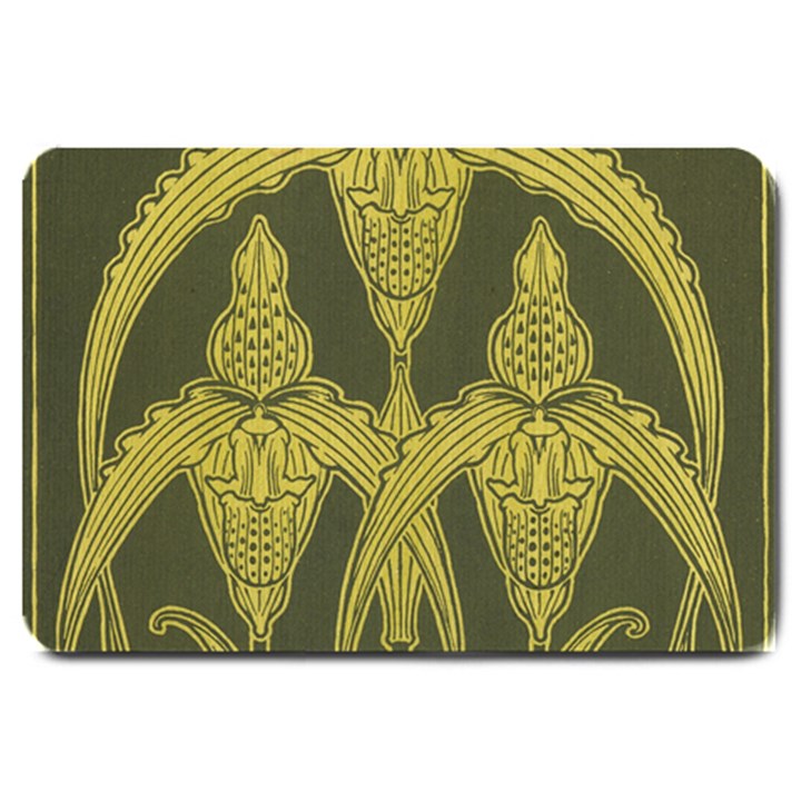 Art nouveau green Large Doormat 