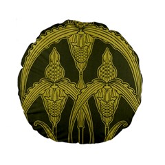 Art Nouveau Green Standard 15  Premium Round Cushions by NouveauDesign