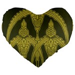 Art nouveau green Large 19  Premium Heart Shape Cushions Front