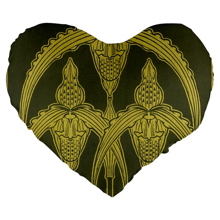 Art nouveau green Large 19  Premium Heart Shape Cushions