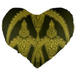 Art nouveau green Large 19  Premium Heart Shape Cushions Back