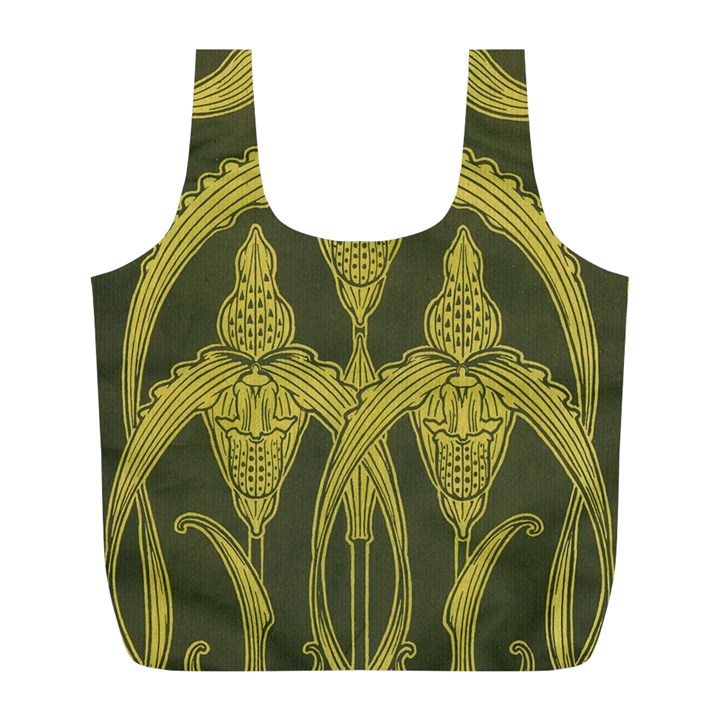 Art nouveau green Full Print Recycle Bags (L) 