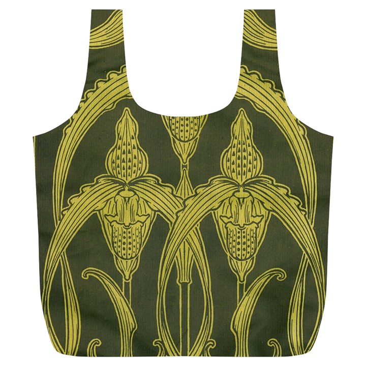 Art nouveau green Full Print Recycle Bags (L) 