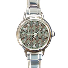 Art Deco Teal Brown Round Italian Charm Watch by NouveauDesign