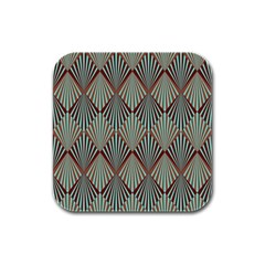 Art Deco Teal Brown Rubber Square Coaster (4 Pack)  by NouveauDesign