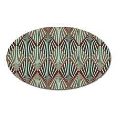 Art Deco Teal Brown Oval Magnet by NouveauDesign