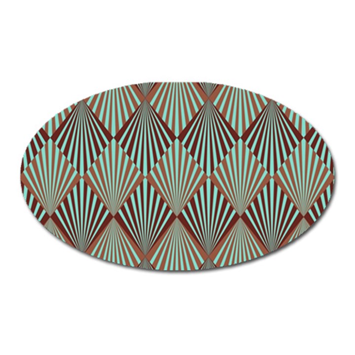 Art deco teal brown Oval Magnet