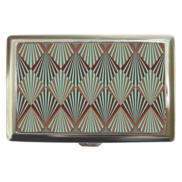 Art deco teal brown Cigarette Money Cases