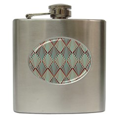 Art Deco Teal Brown Hip Flask (6 Oz)