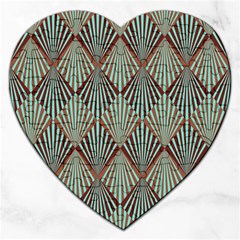 Art Deco Teal Brown Jigsaw Puzzle (heart) by NouveauDesign