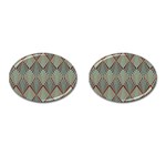 Art deco teal brown Cufflinks (Oval) Front(Pair)