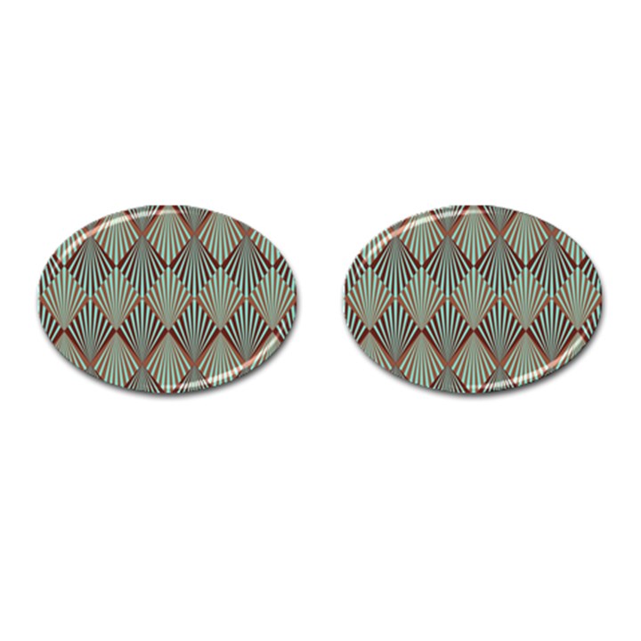 Art deco teal brown Cufflinks (Oval)