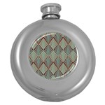 Art deco teal brown Round Hip Flask (5 oz) Front