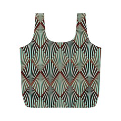 Art Deco Teal Brown Full Print Recycle Bags (m)  by NouveauDesign