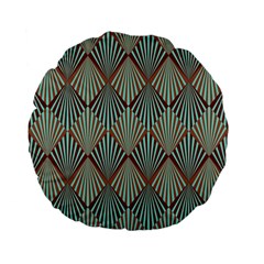 Art Deco Teal Brown Standard 15  Premium Flano Round Cushions by NouveauDesign