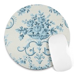 Blue Vintage Floral  Round Mousepads by NouveauDesign