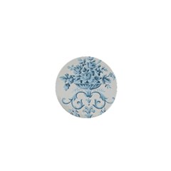 Blue Vintage Floral  1  Mini Buttons by NouveauDesign