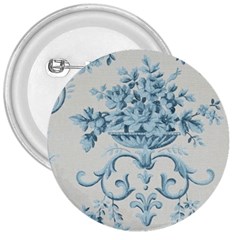 Blue Vintage Floral  3  Buttons by NouveauDesign