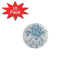 Blue Vintage Floral  1  Mini Magnet (10 Pack)  by NouveauDesign