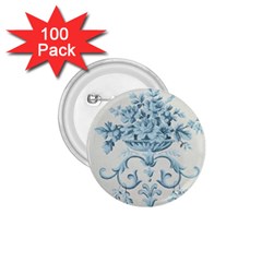 Blue Vintage Floral  1 75  Buttons (100 Pack)  by NouveauDesign