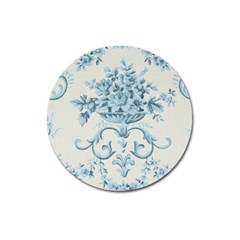 Blue Vintage Floral  Magnet 3  (round) by NouveauDesign