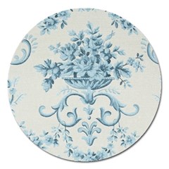 Blue Vintage Floral  Magnet 5  (round) by NouveauDesign