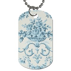 Blue Vintage Floral  Dog Tag (one Side) by NouveauDesign