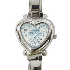 Blue Vintage Floral  Heart Italian Charm Watch by NouveauDesign