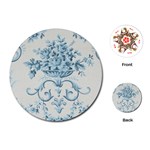 Blue Vintage Floral  Playing Cards (Round)  Front