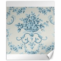 Blue Vintage Floral  Canvas 16  X 20   by NouveauDesign