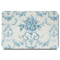 Blue Vintage Floral  Large Doormat  by NouveauDesign