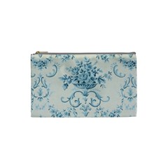 Blue Vintage Floral  Cosmetic Bag (small)  by NouveauDesign