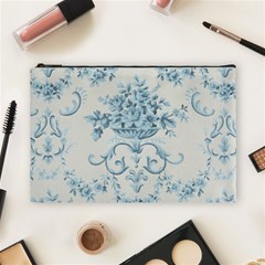 Blue Vintage Floral  Cosmetic Bag (large)  by NouveauDesign