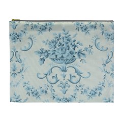 Blue Vintage Floral  Cosmetic Bag (xl) by NouveauDesign