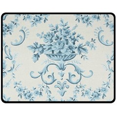 Blue Vintage Floral  Double Sided Fleece Blanket (medium)  by NouveauDesign