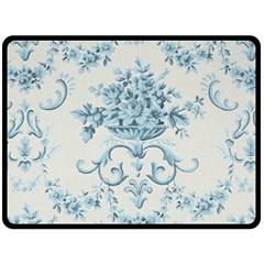 Blue Vintage Floral  Double Sided Fleece Blanket (large)  by NouveauDesign