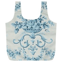 Blue Vintage Floral  Full Print Recycle Bags (l)  by NouveauDesign