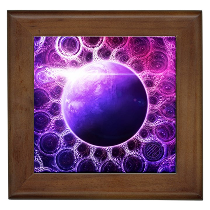 Beautiful Violet NASA Deep Dream Fractal Mandala Framed Tiles